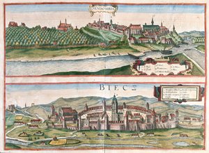 Sandomierz - Biecz, Pologne - dans "Civitates Orbis Terrarum" de Georg Braun, Cologne 1617 - Georg Braun