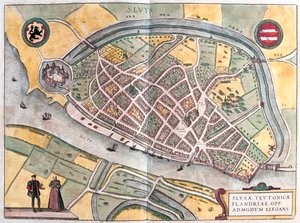 Slusa, Pays-Bas - dans "Civitates Orbis Terrarum" de Georg Braun, Cologne 1617 - Georg Braun