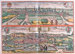 Soest, Warburg, Allemagne - dans "Civitates Orbis Terrarum" de Georg Braun, Cologne 1617