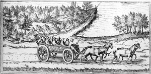 Coche avec passagers en France, détail d