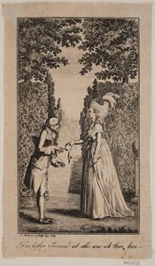 Illustration avec dame et monsieur dans un parc