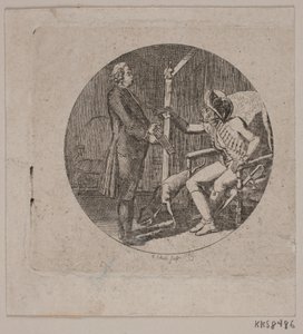 Vignette avec prêtre et vieil homme