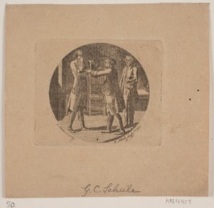 Vignette avec trois hommes - Georg Christian Schule