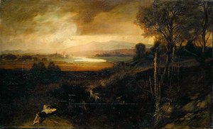 Paysage fluvial principal avant un orage