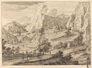 Paysage montagneux avec figures et monastère - Georg Eisenmann