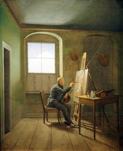 French : Caspar David Friedrich dans son atelier Caspar David Friedrich in his Studio (1811) - Georg Friedrich Kersting