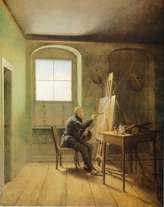 French : Caspar David Friedrich dans son atelier Caspar David Friedrich in his Studio (1811) - Georg Friedrich Kersting