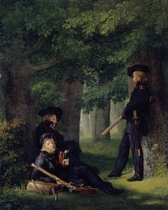 French : Theodor Körner, Friedrich Friesen et Heinrich Hartmann aux avant-postes On Outpost Duty - Georg Friedrich Kersting