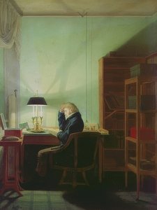 Lecteur à la lumière de la lampe