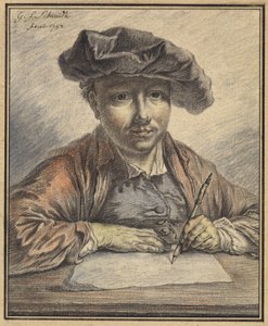 Autoportrait en train de dessiner - Georg Friedrich Schmidt