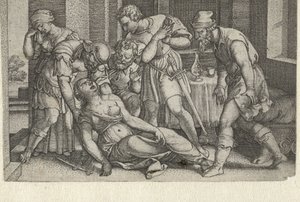 Collatinus et Brutus auprès de la mourante Lucrèce (Histoires de la première histoire romaine) - Georg Pencz