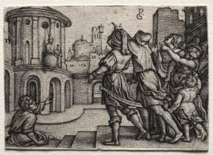 Virgile suspendu dans un panier - Georg Pencz
