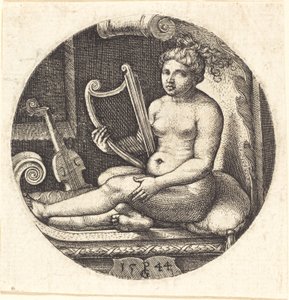 Femme avec une harpe - Georg Pencz