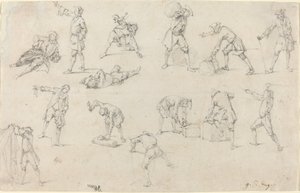 Études de soldats en camp