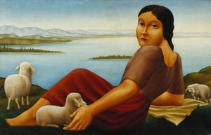 Fille avec des moutons; Madchen mit Schafen, 1923