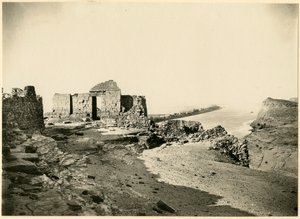 Ruines du temple, avec le Nil en arrière-plan, Qasr Ibrim, Égypte, photographie de Georg Steindorff, vers 1930 - Georg Steindorff