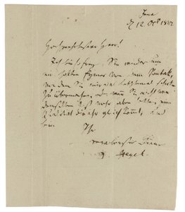 Lettre autographe à Gebruder Ramann (marchands de vin à Erfurt), Iéna - Georg Wilhelm Friedrich Hegel