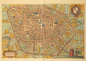 Carte de Bologne de Civitates Orbis Terrarum par Georg Braun - Georg Braun and Hogenberg Franz