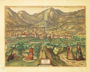 Carte de Fondi, région du Latium de Civitates Orbis Terrarum par Georg Braun