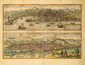 Carte de Gênes et Florence du Civitates Orbis Terrarum par Georg Braun