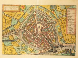 Carte de Gouda du Civitates Orbis Terrarum par Georg Braun - Georg Braun and Hogenberg Franz