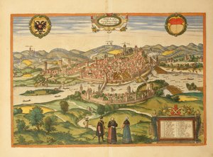 Carte de Halle an der Saale du Civitates Orbis Terrarum par Georg Braun