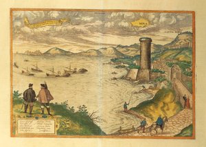 Carte de Mola di Bari, région des Pouilles du Civitates Orbis Terrarum par Georg Braun