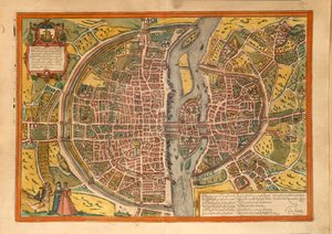 Carte de Paris du Civitates Orbis Terrarum par Georg Braun - Georg Braun and Hogenberg Franz