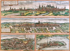 Nuremberg, Ulm, Salzbourg, Lindau, Allemagne, Autriche - Georg and Hogenberg Franz (1535 90) Braun
