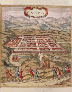 Pérou, ville de Cuzco, gravure par Georg Braun