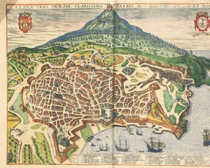 La ville de Catane, de Civitates Orbis Terrarum par Georg Braun - Georg Braun and Hogenberg Franz