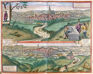 Caslav (Bohême) et Chomutov, République tchèque (gravure)