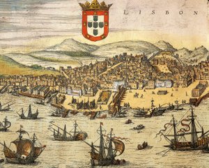 Carte de la ville de Lisbonne, de Civitates Orbis Terrarum par Georg Braun et Franz Hogenberg, gravure - Georg Braun and Hogenberg Franz