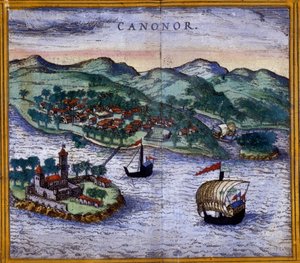 Vue de Canonor (ou Cannanore) en Inde d
