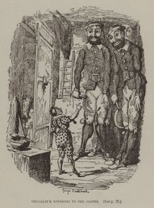 La gentillesse de Grimaldi envers les géants (gravure) - George (after) Cruikshank