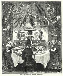 Caricature de Punch : Le spiritisme rendu utile (gravure)
