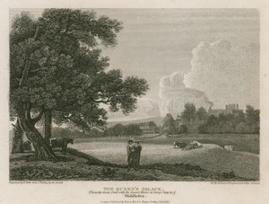 Buckingham House, le palais de la Reine, depuis Green Park, avec la maison de garde à Story