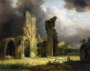 Abbaye de Glastonbury avec le Tor au-delà - George Arnald