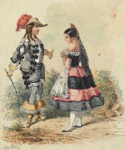 Cavalier et servante en costume espagnol
