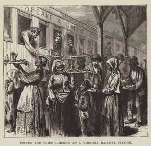 Café et poulet frit à une gare ferroviaire en Virginie - George Augustus Sala