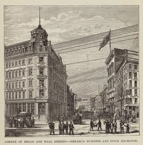 Coin des rues Broad et Wall, bâtiment Drexel et bourse - George Augustus Sala