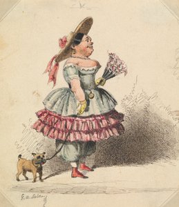 Jeune fille grotesque avec chien
