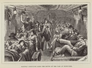 Conducteur de train faisant le tour des wagons la nuit - George Augustus Sala