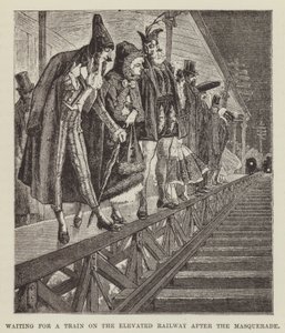 Attendre un train sur le chemin de fer surélevé après le bal masqué - George Augustus Sala