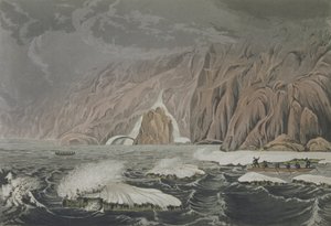 Expédition doublant le Cap Barrow, 25 juillet 1821, de Narrative of a Journey to the Shores of the Polar Sea in the Years 1819-22 par Sir John Franklin (1786-1847) gravé par Edward Finden (1791-1857)