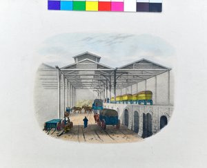 Vue du dépôt de transfert de marchandises, vers 1830 (lithographie sur papier) - George Barnard