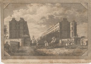 Devonshire Place et Wimpole Street, depuis la New Road, St. Mary Le Bone - George Barret