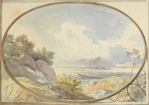 Paysage dans un ovale (Paysage de montagne à travers une fenêtre ovale)