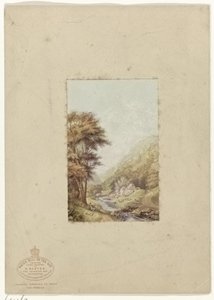 Paysage vallonné avec ruisseau - George Baxter