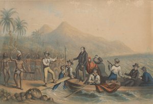 La réception du révérend J. Williams à Tanna dans les mers du Sud, la veille de son massacre